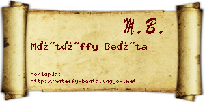 Mátéffy Beáta névjegykártya